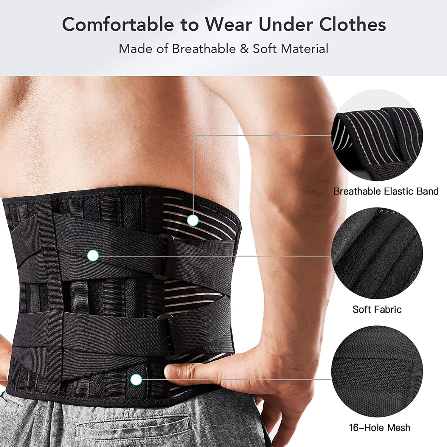 Utoo Back Brace for Lower Back Pain Women Men with Removable Lumbar Pad  Comfortable Lumbar Support Belt for Heavy Lifting Work Back Support Belt  with 7 Stays to Efficiently Relief Sciatica Pain-M