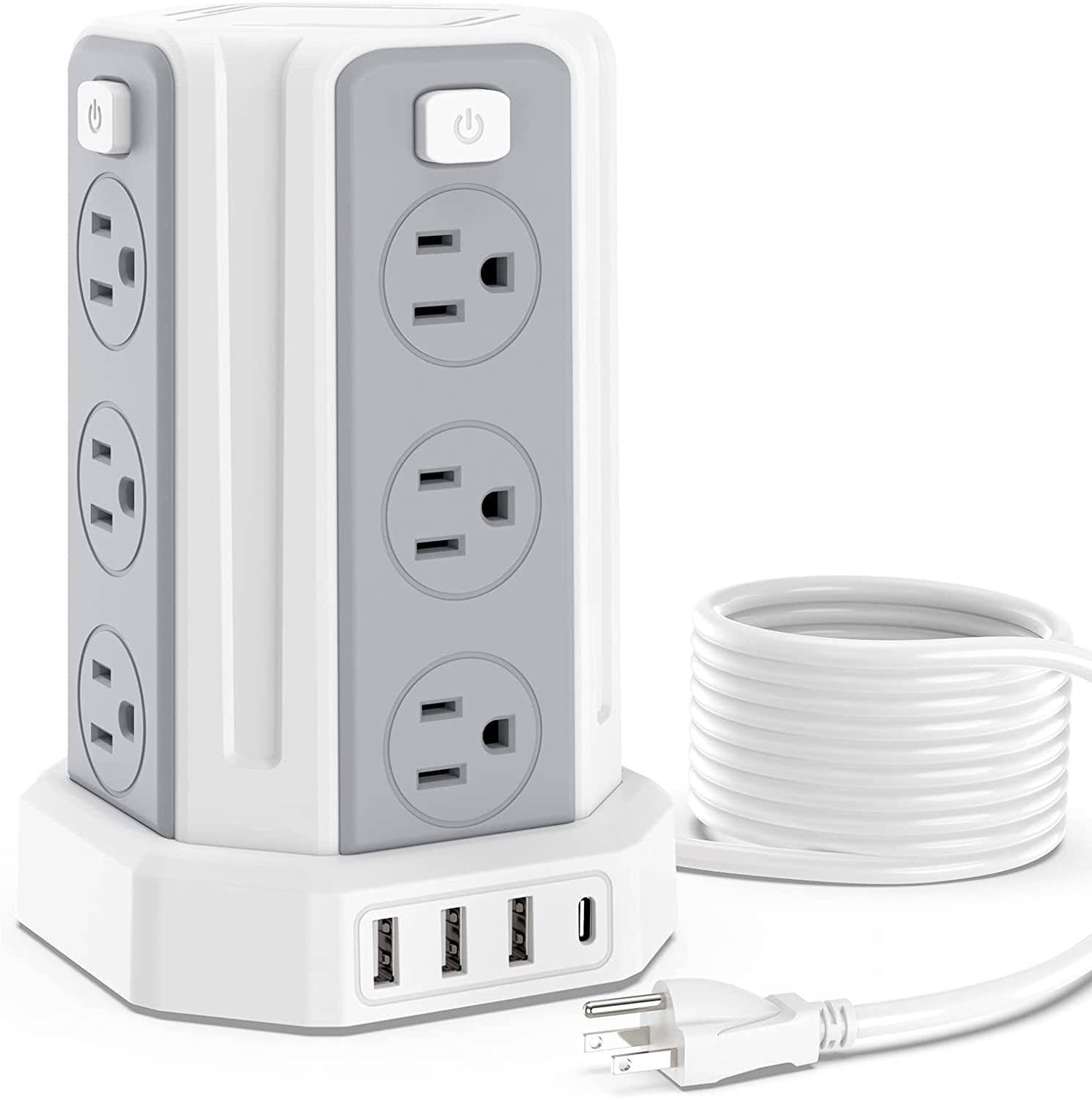 Power Strip Surge Protector 12 AC Outlets 4 USB Ports（1 USB C） Power