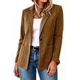 thumbnail image 3 of Sahpxhe Women's Blazer Long Sleeve Single Button Notched Lapel Loose Blazers Work Casual Business Lightweight Suit Jacket Coffee S, 3 of 10