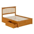 thumbnail image 2 of AFI Mission Full Wood Platform Bed with Footboard and Storage Drawers, Light Toffee, 2 of 6