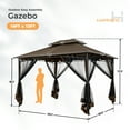 thumbnail image 6 of HAPPATIO Patio Gazebo 10' X 12', Ventilated Double Roof & Mosquito Netting, Outdoor Gazebo with Metal Frame, Soft Top Canopy for Backyard, Deck, Poolside, 6 of 8