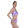thumbnail image 4 of Daiia Violet printed 2 piece Swimsuit Bikinis for Women High Waisted Racerback Bathing Suits Summer Tummy Control Scoop Neck Swimwear-Small, 4 of 8