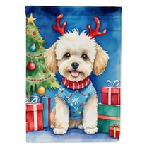 Maltipoo Christmas Reindeer House Flag
