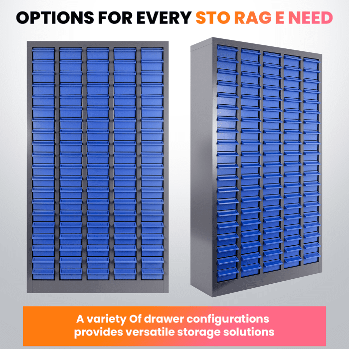 Parts Cabinet 100 Drawers with Labels, ABS Impact-Resistant Drawers, Finger-Grip Pulls for Convenient Access, Bolt and Nut Organizer for Garages, Garage, Workshop