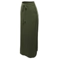 thumbnail image 2 of A2Y Women's Drawstring Waist Side Pockets Rayon Maxi Skirt Dark Olive 5XL, 2 of 4