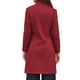 thumbnail image 3 of Abrigo de invierno de botón largo para mujer con cuello alzado, largo medio, color rojo oscuro, 3 of 6