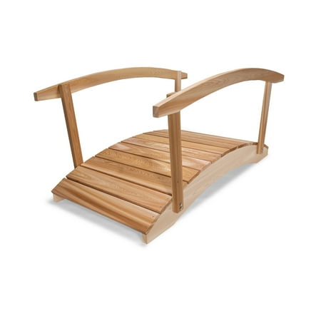 All Things Cedar Wood Garden Bridge-Size:6-ft with Side Rails