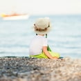 thumbnail image 5 of Sombrero de verano para niños con circunferencia de 52-54 cm, sombrero de paja plegable con protección solar y parte superior plana para playa y exteriores, color blanco lechoso, 5 of 5