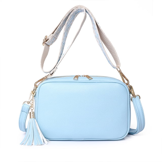 Bolso bandolera pequeño de PU de gran capacidad para niñas con un solo hombro Azul cielo