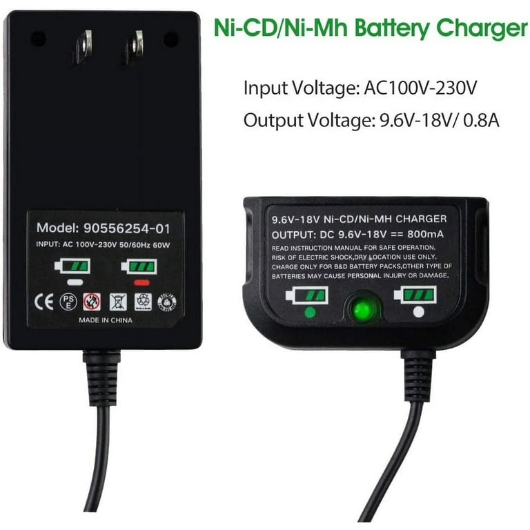 90571729-01 Multi-Volt Replacement Charger for Black&Decker 9.6V-18V Slide  Pack Batteries can be used for Black&Decker charging