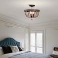 thumbnail image 2 of Ovid 16 in. 3-Light Indoor Matte Brown Finish Semi-Flush Mount Ceiling Light with Light Kit, 2 of 5