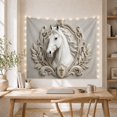thumbnail image 5 of White Horse Head in Heraldic Shield on Textured Gray, Serene Vintage for Equestrian Lovers, Heraldic Crest Art, Housewarming Gift, Tapestry Wall Hanging for Bedroom and Living Room, 5 of 7