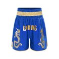 thumbnail image 3 of TiaoBug Kids Muay Thai Boxing Shorts with Gold Dragon Print Elastic Waist Fight Shorts for Training Competition Blue 14, 3 of 7