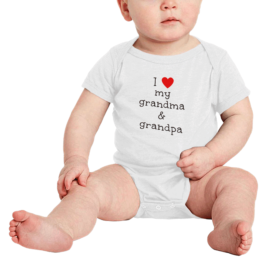 "I Love My Grandma & Grandpa" Baby Bodysuit - 100% Cotton Onesie For Boys & Girls
