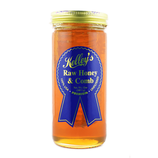 Kelleys Premium Raw Honey And Comb 12 Oz 
