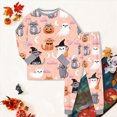 thumbnail image 6 of NOLDARES Kids Halloween Skeleton Pajamas Cotton Pumpkin Ghost Print Sleepwear Toddler Girls Boys Skull Halloween Pjs Sets(Light Gray,2-3 Y), 6 of 9
