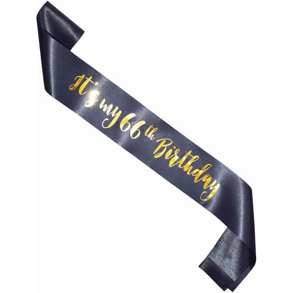 1 pcs It's My 66th Birthday sash, Black and Gold Women or Men 66 Years Birthday Gifts Party Supplies, Party Decorations