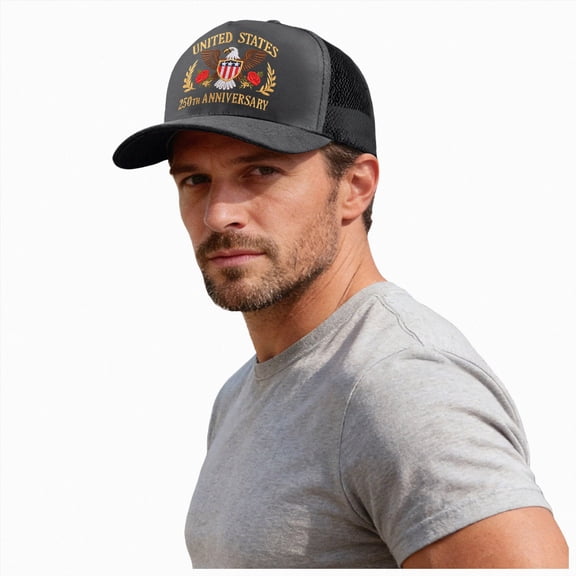 Leey-World 250 Anniversary USA Hat 250th Anniversary USA Baseball Cap | Eagle Embroidered Patriotic Hat for Men & Women,Gray