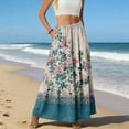 thumbnail image 5 of LWavelet Women's Daisy Floral Print Tiered Maxi Skirt, Elastic Waist with Pockets, Cute Spring & Mother's Day Long Skirt Light Blue M, 5 of 6