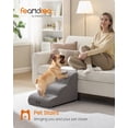 thumbnail image 2 of Feandrea 3-Step Dog Stairs, Dog Steps for Bed, Sofa, Waterproof, Anti-Slip Designs, Gentle Slope, Removable Washable Cover, Handle, Dove Gray, 2 of 5