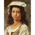 thumbnail image 2 of Wilhelm Marstrand 12x14 Black Ornate Wood Framed Double Matted Museum Art Print Titled: A Young Italiane with White Headscarf, 2 of 5