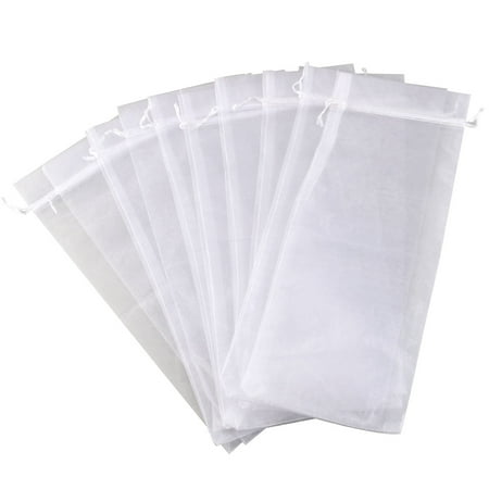 

OUNONA 10pcs Sheer Organza Wine Bottle Cover Wrap Gift Bags (White)