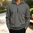 thumbnail image 2 of ITSAME Boys Half Zip Hoodie Pullover Long Sleeve Fleece-Lined Loose Casual Hooded Sweatshirt Size 9, 2 of 9