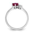thumbnail image 2 of Solid 925 Sterling Silver Created Ruby and Diamond Engagement Ring Size 8 (.015 cttw.), 2 of 4