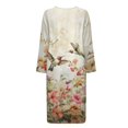 thumbnail image 5 of Xoenoiee Hummingbrid Flower Print Women's Zipper Robe Long Sleeves Housecoat Full Length Nightgown Soft Loungewear Robe with Pockets, Size 2XL, 5 of 7