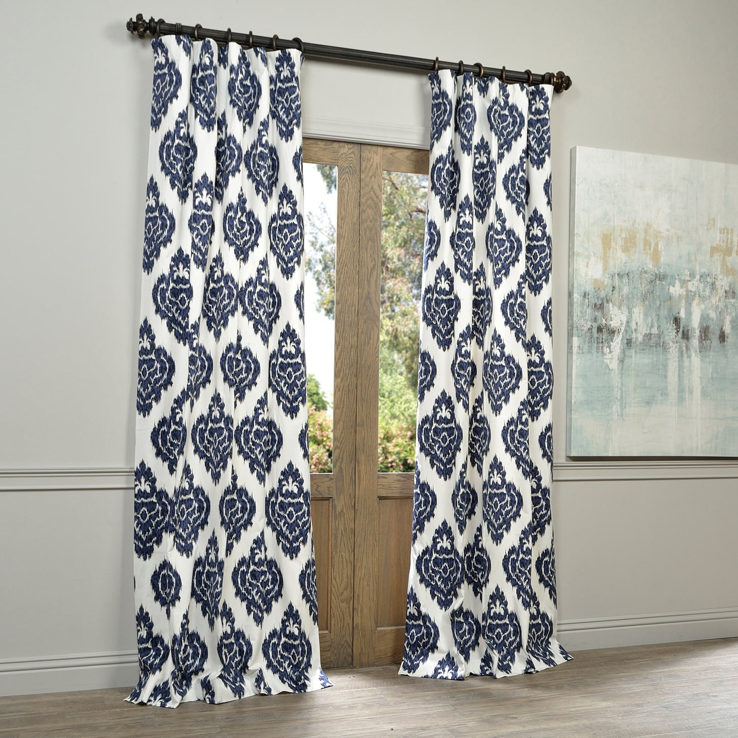 Half Ds Prtw D24a 96 Printed Cotton Curtain Ikat Blue Com Half Ds Prtw D24a 96 Printed, Ikat Blue Curtains