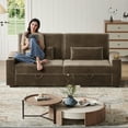 thumbnail image 6 of 87”Large Loveseat Sofa, 3 Seater Couch with Storage, Velvet Fabric Deep Seat Sofa with Pillow& Cup Holders, Modern Comfy Sofa with USB& Type-C Ports, Home Sofa Couch for Living Room Bedroom, 6 of 9