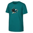 thumbnail image 2 of Youth Macklin Celebrini Teal San Jose Sharks Player Name & Number T-Shirt, 2 of 3