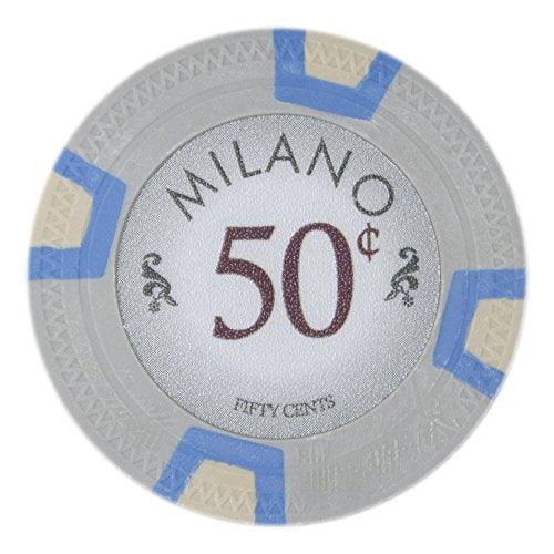 50-pack Claysmith Gaming Milano 10g Poker Chips $0.50 Real Casino Clay 