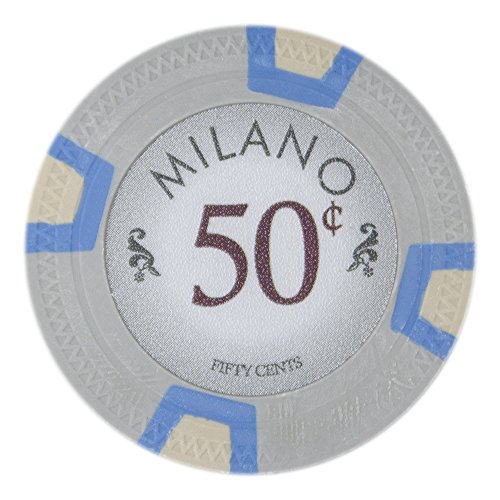 Claysmith Gaming Milano 10g Poker Chips, 0.50 Real Casino Clay, 50