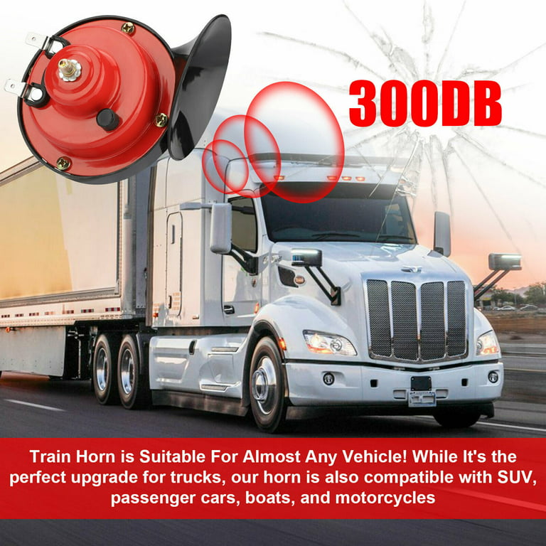 2 pcs 300 DB Super Loud Train Horn for Truck Train Boat Car Air Electric  Snail Single Horn, 12v Waterproof Double Horn Raging Sound Raging Sound for