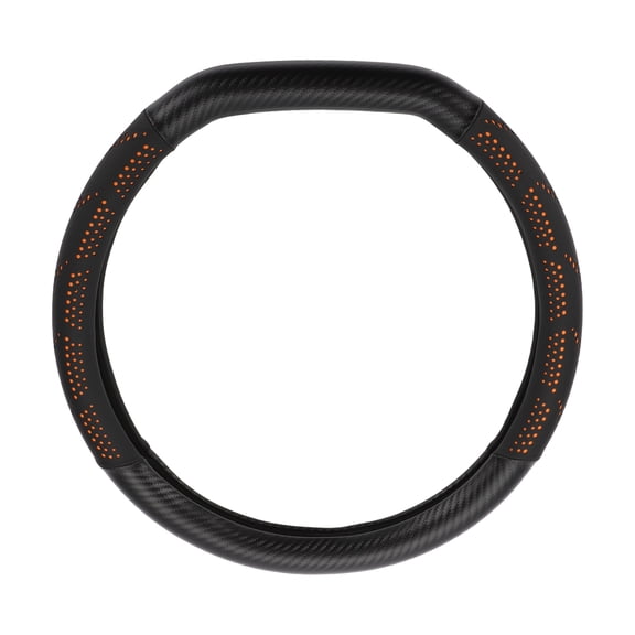 Unique Bargains Steering Wheel Cover Front for Car Vehicle Durable D Shape Nappa Leather 1 Pcs Black Orange