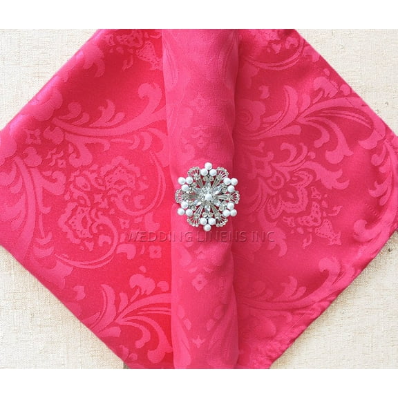 Wedding Linens Inc. (10 pcs) 20'' x 20" Jacquard Damask Polyester Napkins - Fuchisa