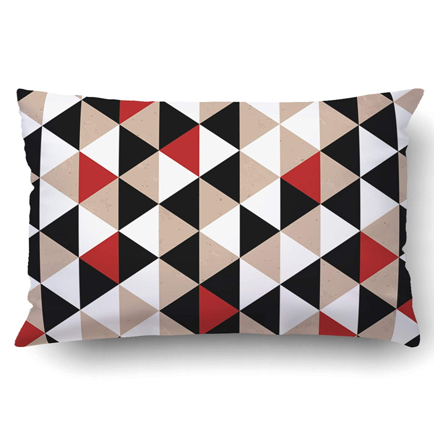 ARTJIA Geometric Black White Red Triangles Brown Structure Pattern ...