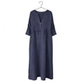 thumbnail image 5 of LIaqionyy Womens Summer Maxi Dress Cotton Linen 3/4 Sleeve Casual Loose Button down Vacation Long Dresses, 5 of 7