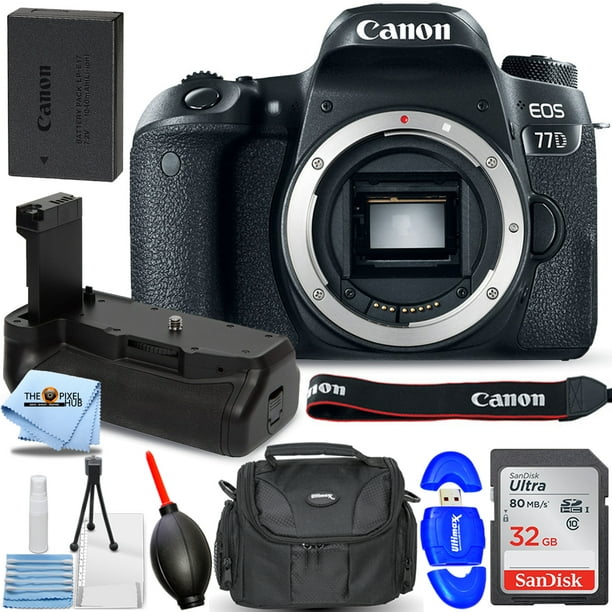 Canon 77D DSLR Camera (Body Only) 1892C001 + Battery Grip + 32GB Bundle - Walmart.com
