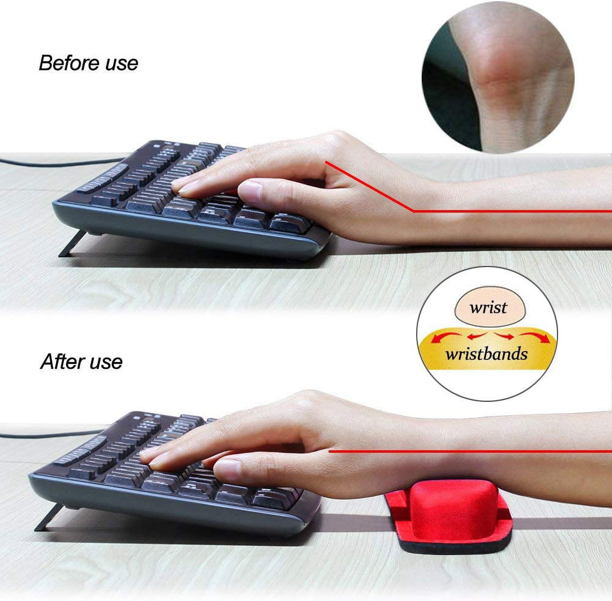NEX Ergonomic Mouse Pad with Wrist Support, Memory Foam Keyboard Wrist Rest for Computer, Red (NX-PAD006)