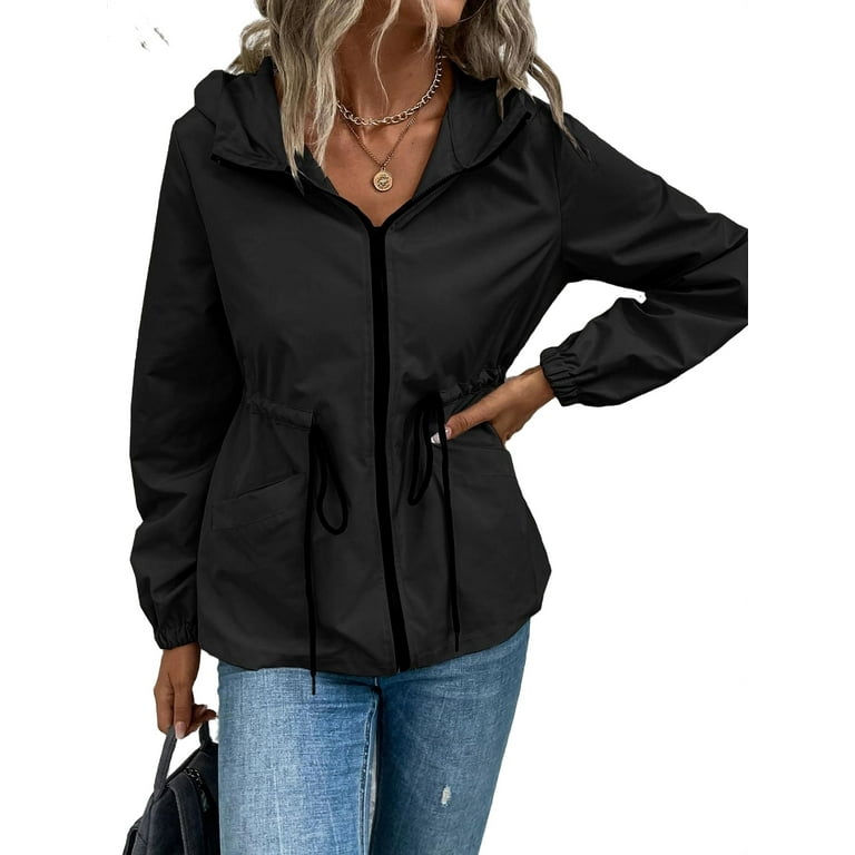 Plain black 2025 windbreaker womens