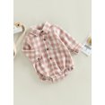 thumbnail image 3 of Bagilaanoe Newborn Baby Girl Boy Oversized Romper Shirts Plaid Print Long Sleeve Bodysuit 6M 12M 18M 24M Infant Casual Tee Tops, 3 of 7