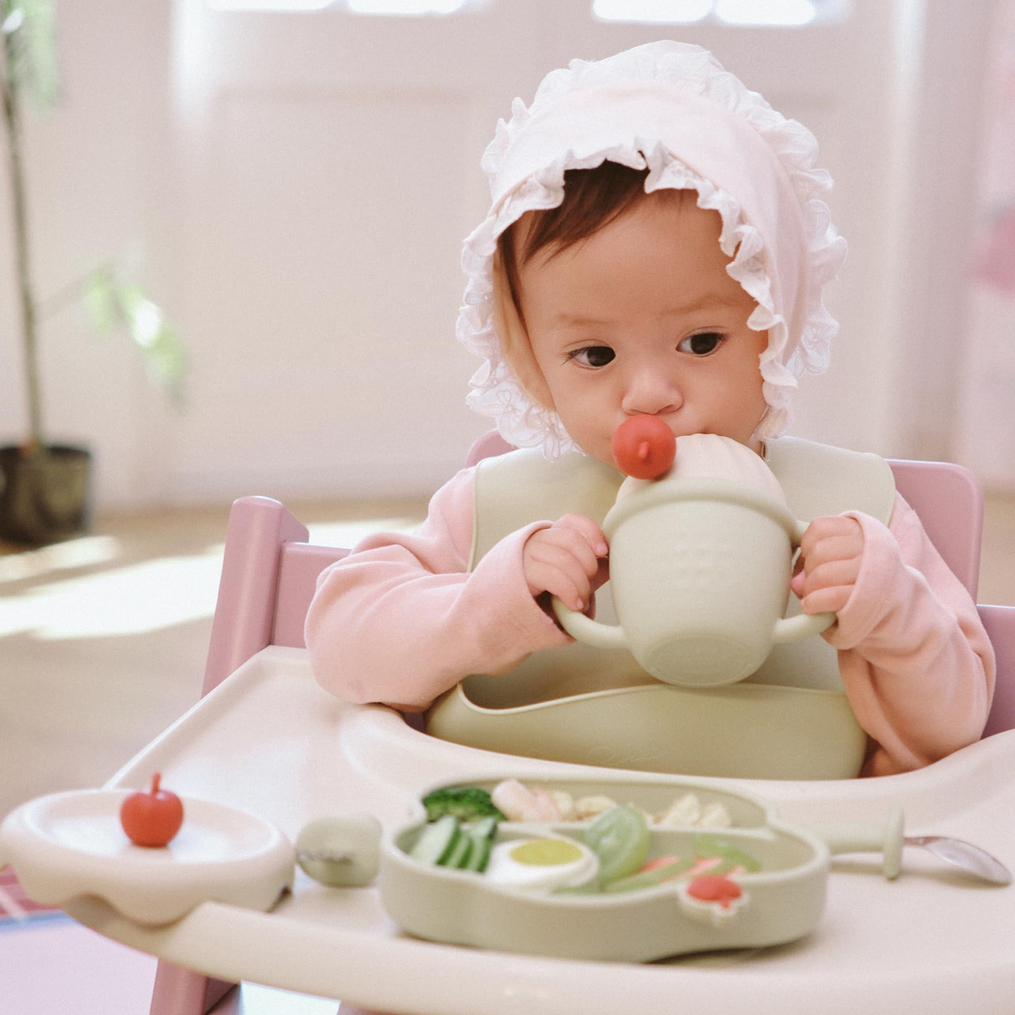 Green Silicone Feeding Set for Baby Self-Feeding and Solids Introduction
