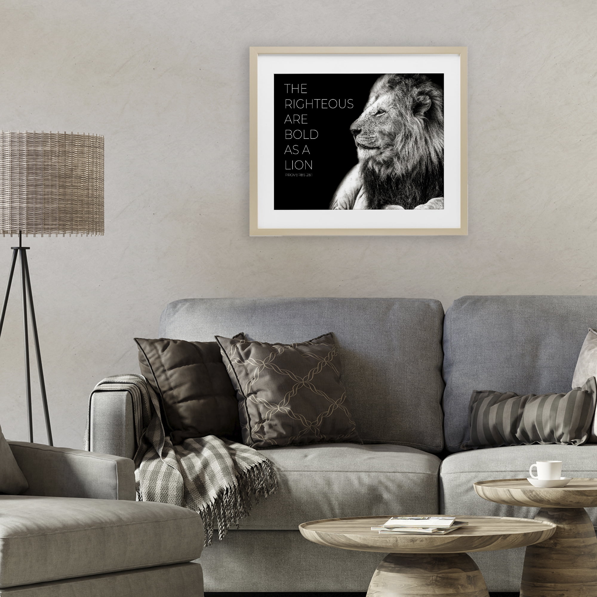 Stupell Industries The Righteous Bold As A Lion Birch Framed Print Under Glass, design by Shelley Lake