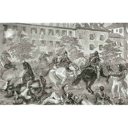 The Assassination Attempt On King Louis Philippe I Of France Boulevard Du Temple Paris France In 1835 By Giuseppe Mario Fieschi From Nuestro Siglo Published 1883 Canvas Art - Ken Welsh  Design Pics