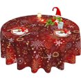 thumbnail image 1 of Christmas Tablecloth, Winter Red Round Tablecloth 60 Inch, Xmas Gold Snowflake Table Cloth for Rustic Farmhouse Kitchen Decor, Wipeable Polyester Fabric Table Cover for Holiday Party Outdoor Camping, 1 of 6