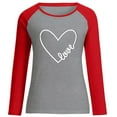 thumbnail image 4 of Honeeladyy Sales Women's Happy Valentine's Day Shirt Love Heart Printing Raglan Tops Holiday Long Sleeve Casual Blouse Crewneck Comfy Tee Gray, 4 of 4