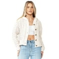thumbnail image 2 of Love Tree Women's Juniors Cozy Cable Knit Hoodie Cardigan (Butter, M), 2 of 5
