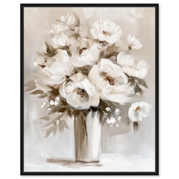 Moonlit Blossom Canvas Elegant Florals by Art Remedy, Black Frame, 16" x 20"